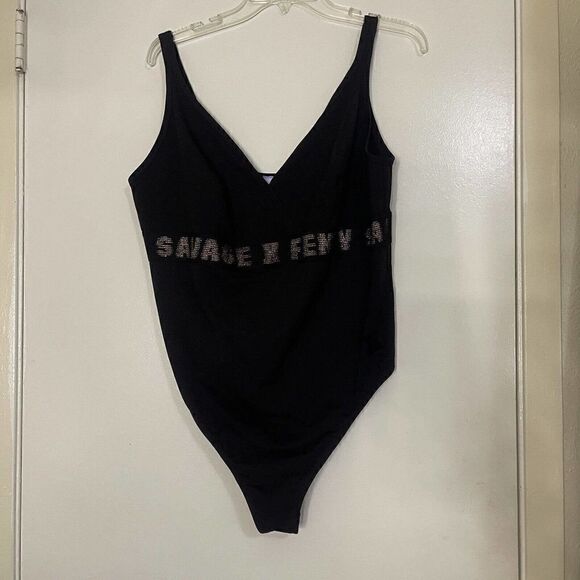 NEW! Savage x Fenty Black one piece logo banded Bodysuit plus size 3X - Picture 7 of 8